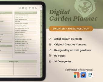Digital Garden Planner: Hyperlinked PDF, Goodnotes, Notability