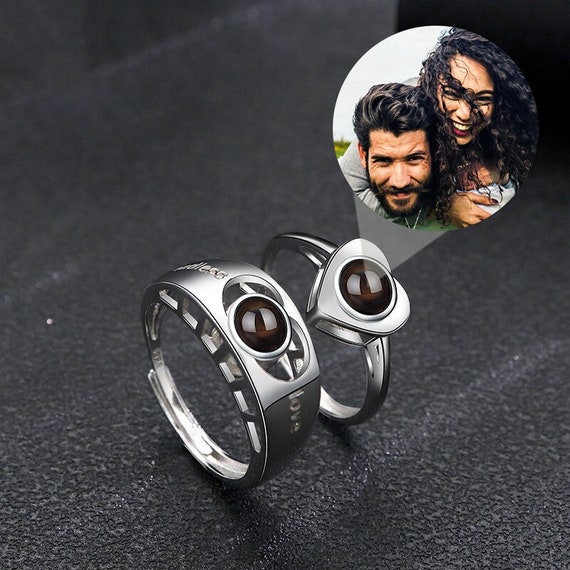 Personalized Photo Projection Heart Ring with 100 Languages Say I Love You  - GetNameNecklace