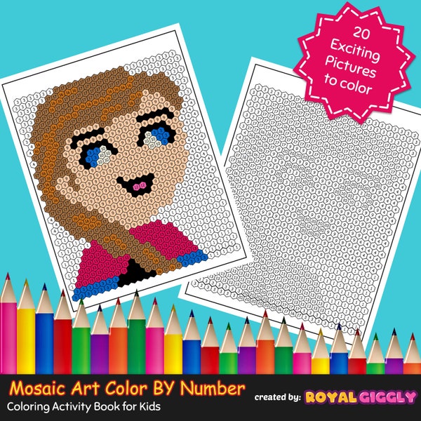 Mosaic Art coloring Activity | Mystery Pictures | Color By Number | Worksheets#1