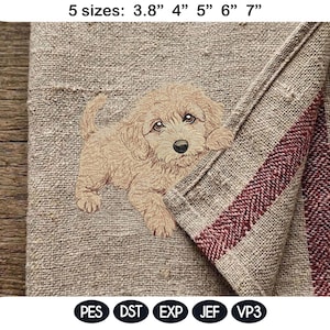 Entzückende Cockapoo Hündchen Mama Stickerei Design, In The Hoop Küchentuch Projekt, niedliches Haustier Kinder Maschinenstickerei