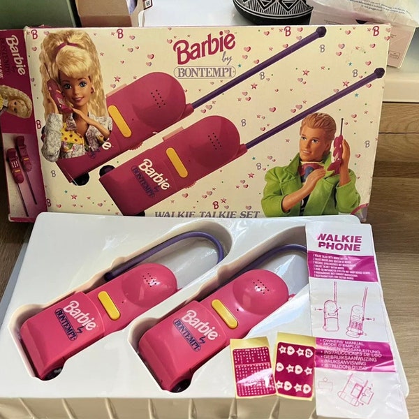 Vintage 1993 Barbie Rare Pink Walkie Talkies Toys by Bontempi Boxed Works