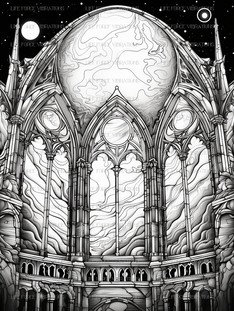 Sacred Cathedrals Printable Coloring Book 50 Pages Therapeutic - Etsy