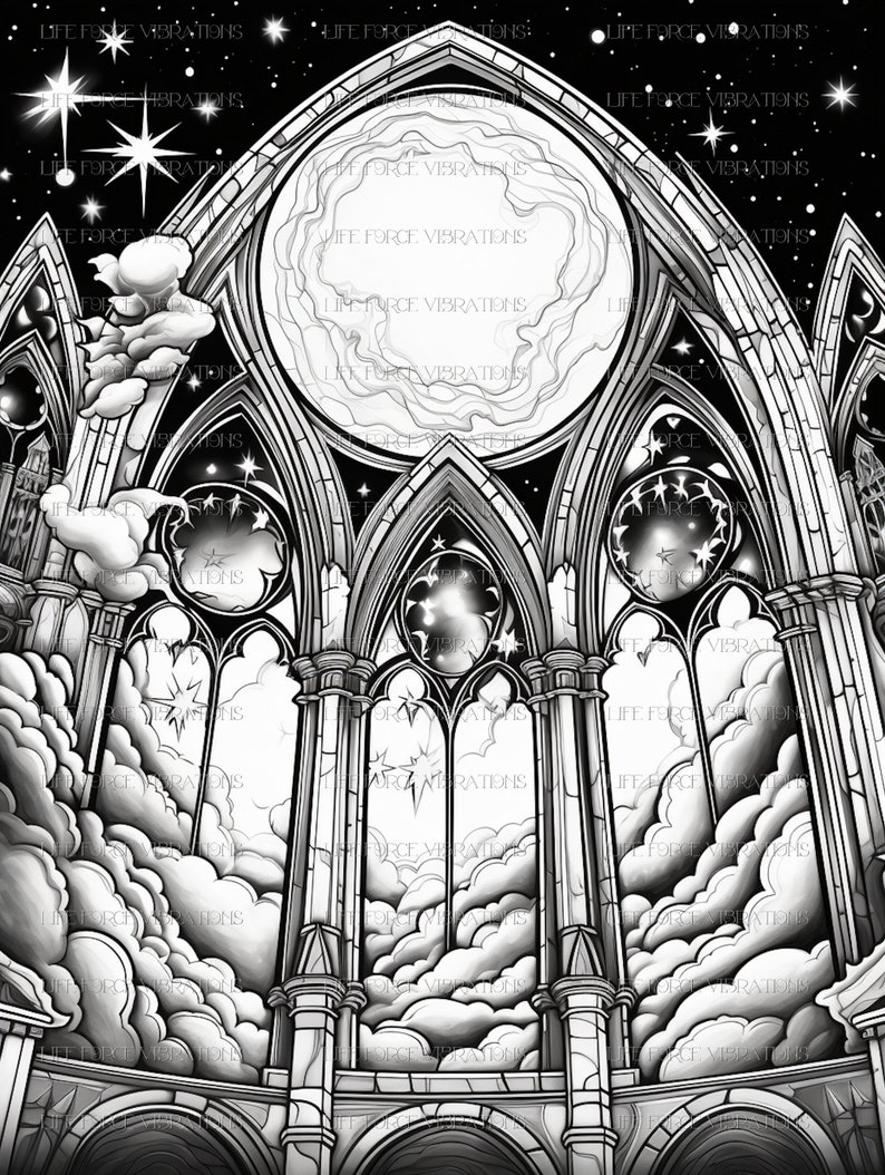 Sacred Cathedrals Printable Coloring Book 50 Pages Therapeutic - Etsy