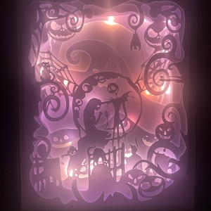 SALE 3D Lightbox The Nightmare Before Christmas – Jack Skellington Decorative Frame – Halloween & Christmas Light Decoration – Handmade – Gift