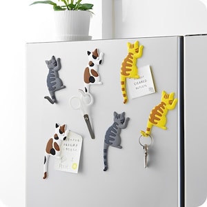 かわいい色の猫フックマグネット、猫冷蔵庫マグネット、猫マグネットセット、猫好きの方にぴったりの猫マグネット、かわいい猫マグネット、冷蔵庫フックマグネット