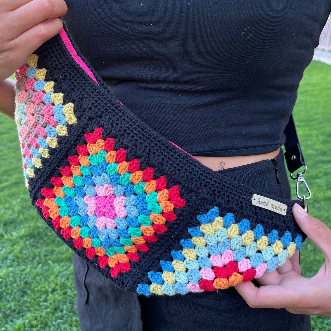 Artisanal Granny Square Bum Bag, Fanny Pack for Hands Free Fashion