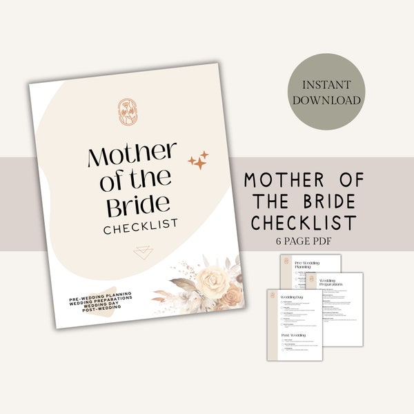 Mother of Bride Checklist Printable Etsy