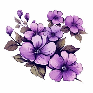 Violet Flower Tattoo Outline PNG Violet Flower Tattoo Flash Tattoo Stencils, birth flowers tattoo image 3
