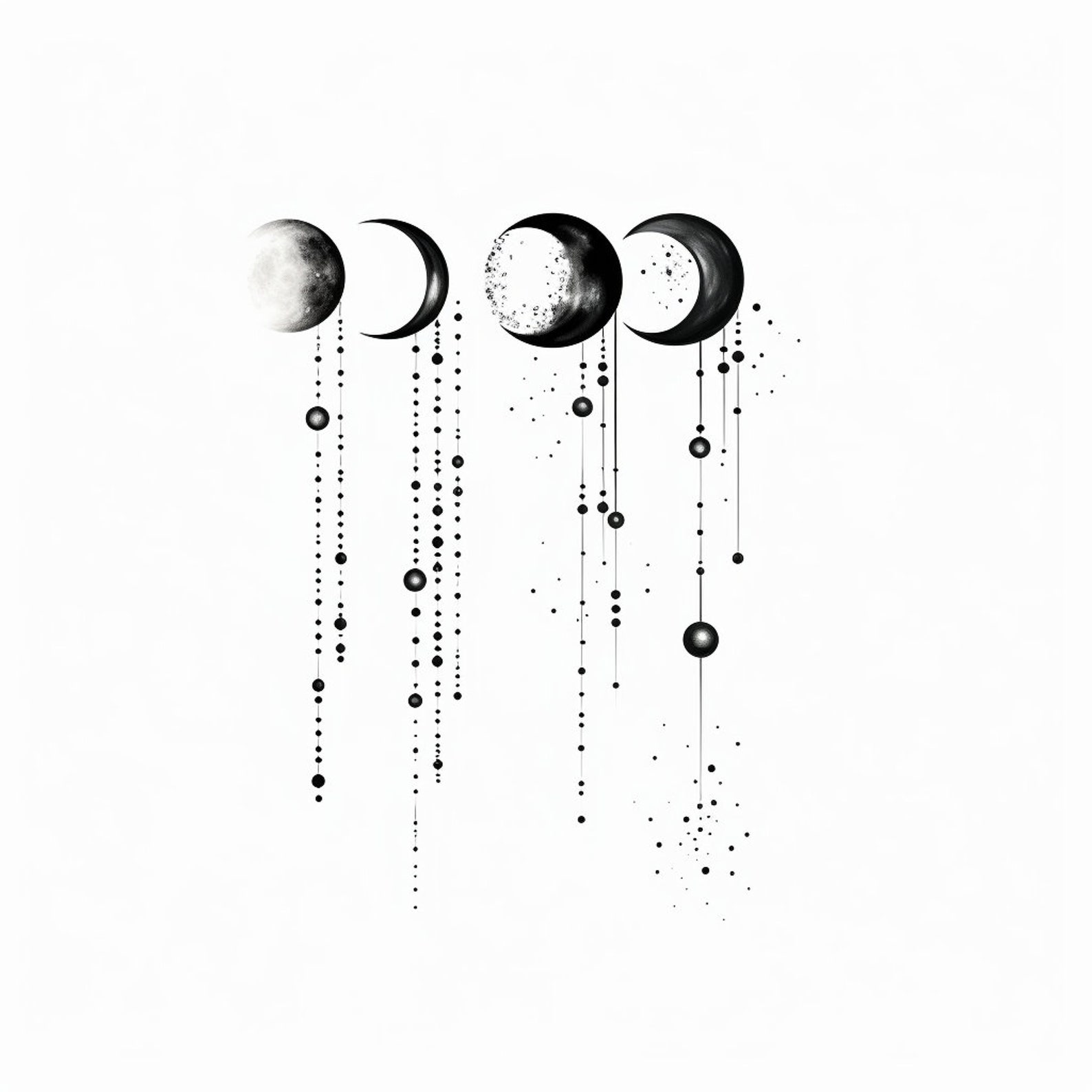 Moon Tattoo Design PNG Digital Download | Moon Phases Tattoo | Moon ...