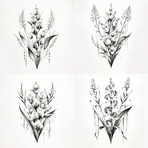 Maiglöckchen Tattoo Design, Maiglöckchen PNG, digitaler Download, Geburt Blumen Tattoo Design Geburt Blume, Floral Tattoo