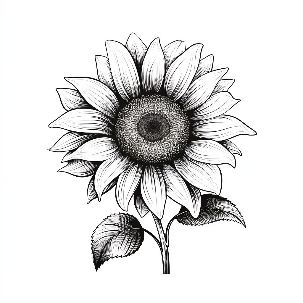 Black and White Sunflower Tattoo PNG Sunflower Tattoo Tattoo Flash Digital Download,sunflower