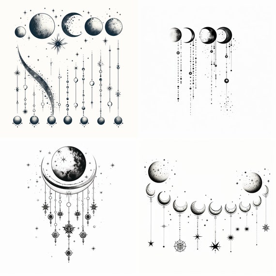 Moon Tattoo Design PNG Digital Download Moon Phases Tattoo Moon Phase  Tattoo Crescent Moon Tattoo Witchy Tattoos Celestial Moon Tattoo - Etsy
