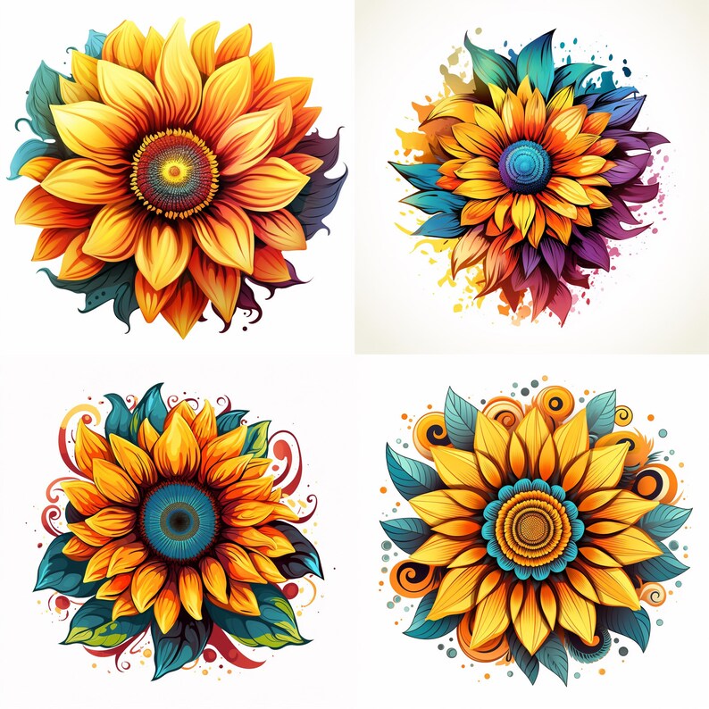 Sunflower Tattoo Sunflower Painting Etsy Sunflower Sunflower Art 