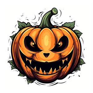 Jack O Lantern Tattoo Design, Jack O Lantern face svg, Halloween Tattoos, Halloween Tattoo Flash, PNG, Cute & Scary image 5