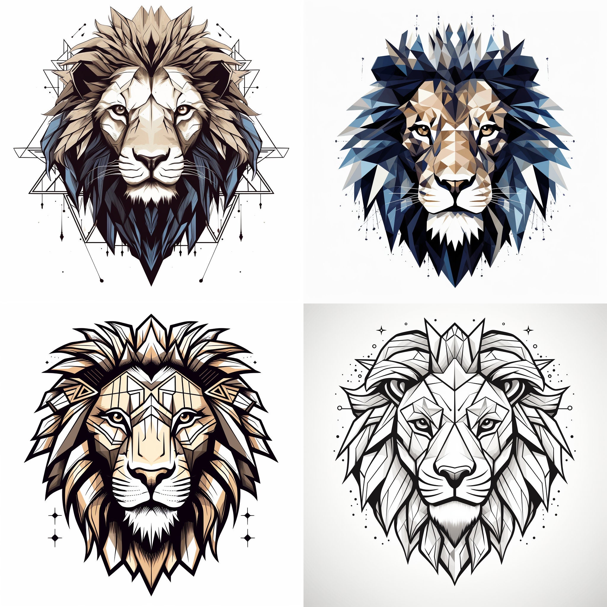 Geometric Lion Tattoo Outline PNG Lion Tattoo Flash | Tattoo Stencils ...