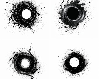 Black Hole Tattoos, Black Hole Tattoo Ideas, Black Hole Tattoo Designs, Collapsed Star Tattoo Flash Digital Download | Geometric black hole