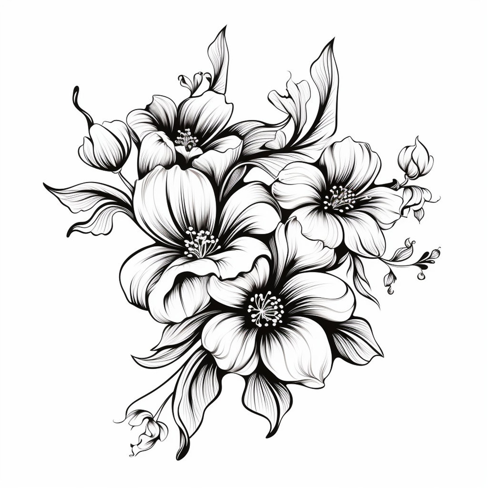 Violet Flower Tattoo Outline PNG Violet Flower Tattoo Flash, Birth