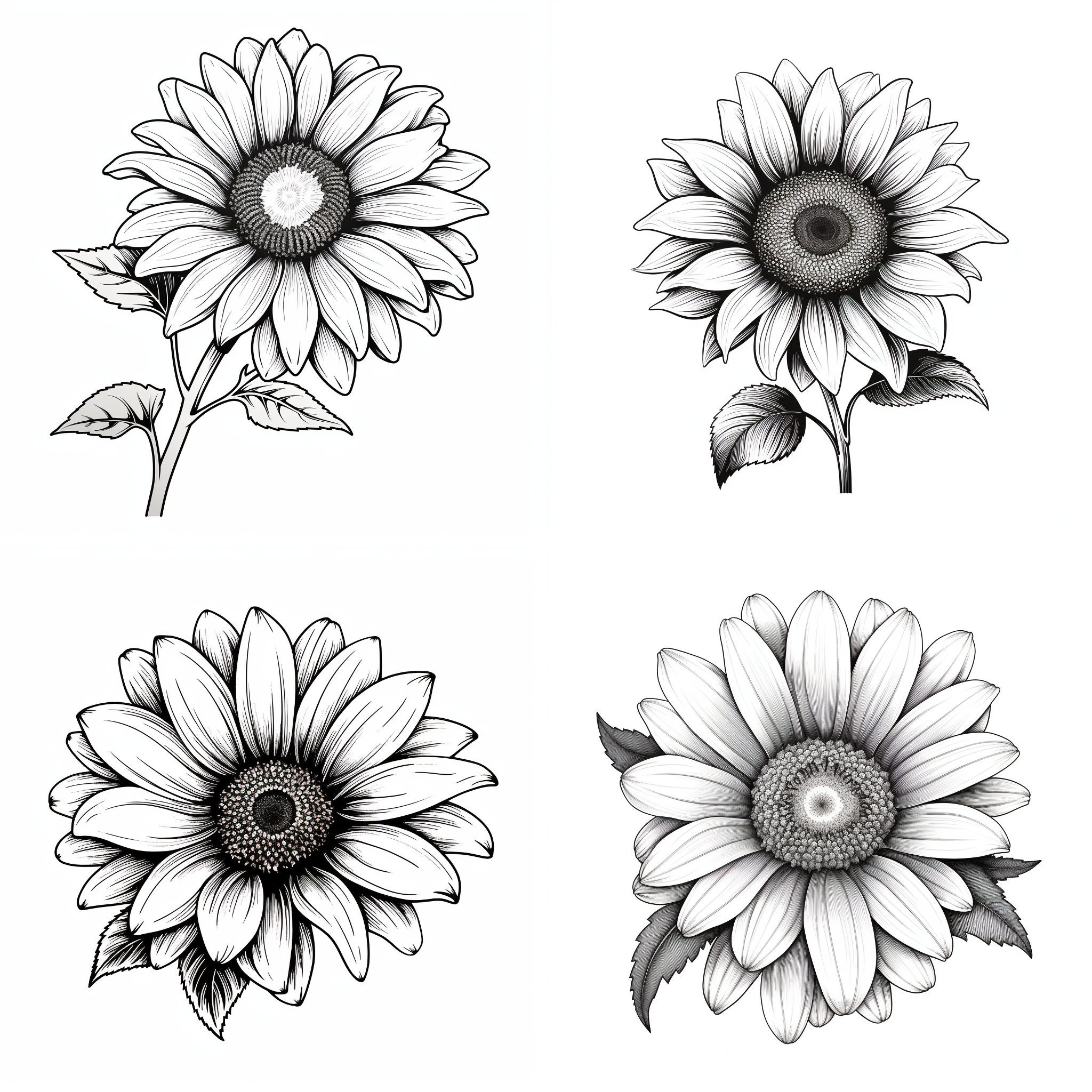 Black and White Sunflower Tattoo PNG Sunflower Tattoo Tattoo Flash
