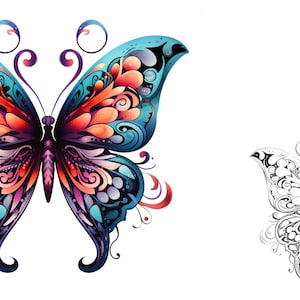 Schmetterling Hand Tattoo | Schmetterling Tattoo Art | Tattoo Flash Digital Download, Tattoo Schablonen