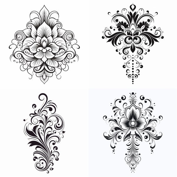 Ornamental Tattoo Flash | Ornamental Sternum Tattoo | Tattoo Flash Digital Download | Ornamental Tattoo Designs | Ornamental Flower Tattoo