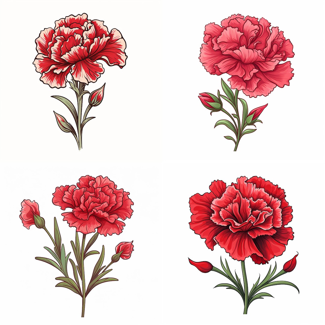 Carnation Tattoo Design, Birth Flowers Tattoo, Carnation Flower Tattoo ...
