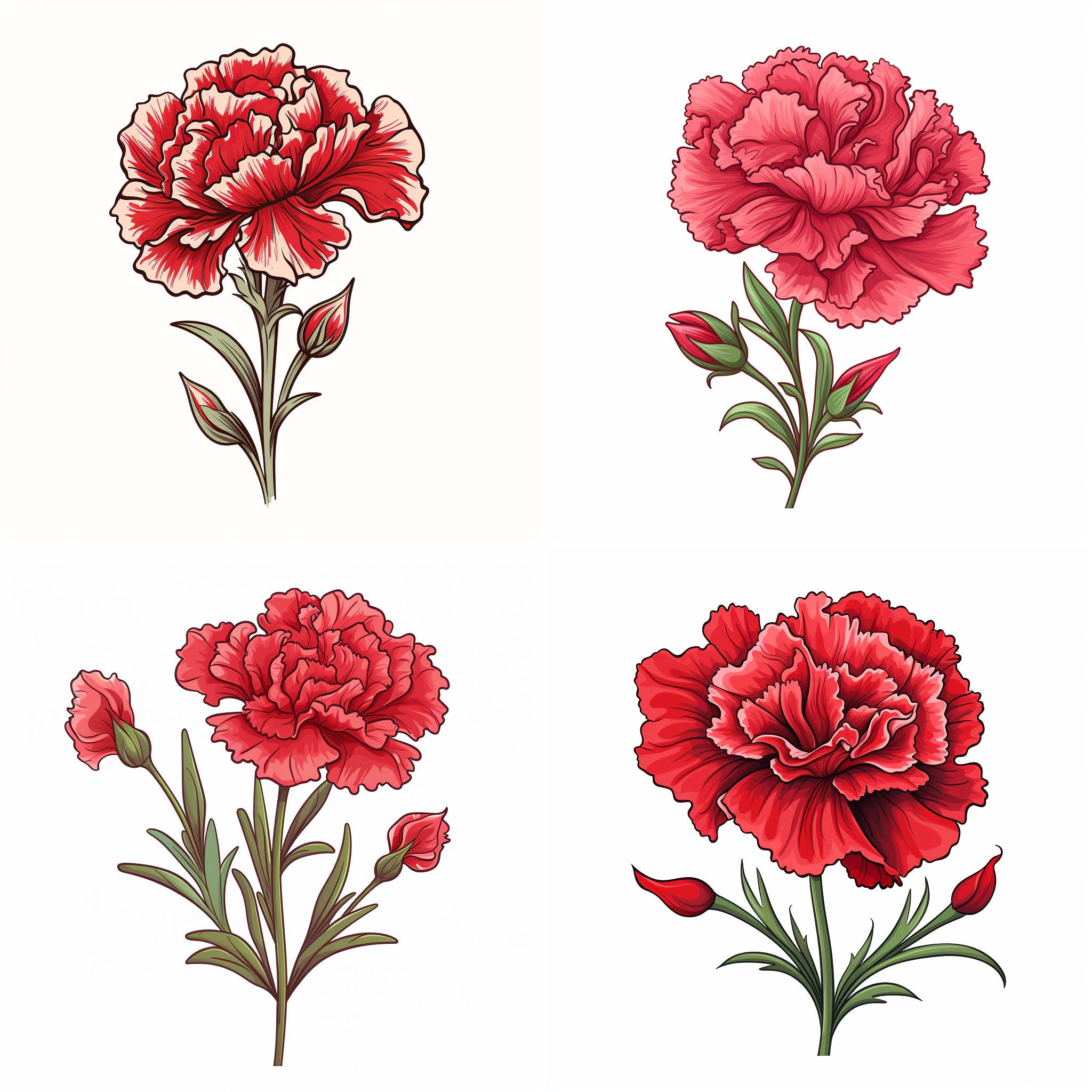 What in Carnation - Adrienne Tattoos - Paintings & Prints, Flowers, Plants,  & Trees, Flowers, Flowers A-H, Carnations & Pinks - ArtPal