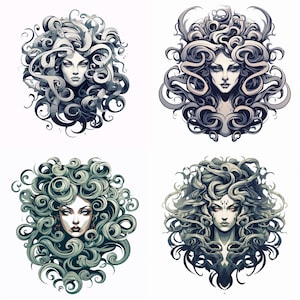 Medusa Tattoo | Tattoo Flash Digital Download | Medusa PNG tattoo stencils