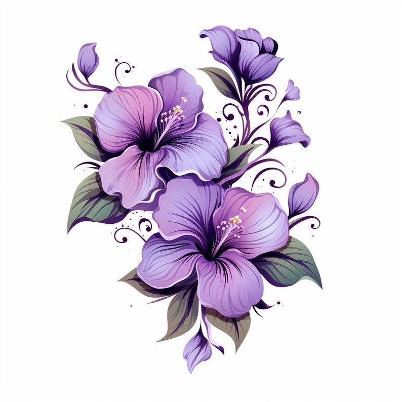 Violet Flower Tattoo Outline PNG Violet Flower Tattoo Flash Tattoo Stencils, birth flowers tattoo image 8