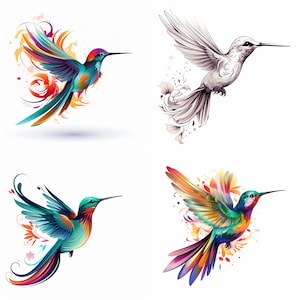 Hummingbird Tattoo | Simple Hummingbird Tattoos | Bird Tattoo | Tattoo Flash Digital Download | Small Hummingbird Tattoo With Flowers |
