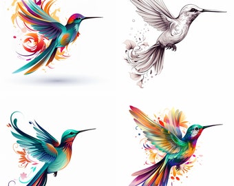 Hummingbird Tattoo | Simple Hummingbird Tattoos | Bird Tattoo | Tattoo Flash Digital Download | Small Hummingbird Tattoo With Flowers |