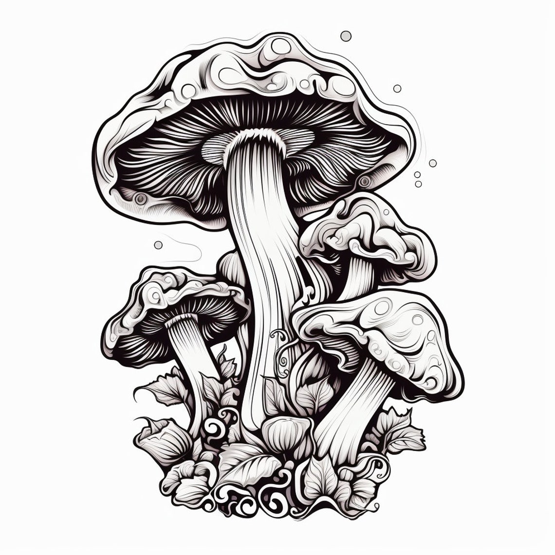 Mushroom Tattoo | Tattoo Flash Digital Download | Trippy Mushrooms ...
