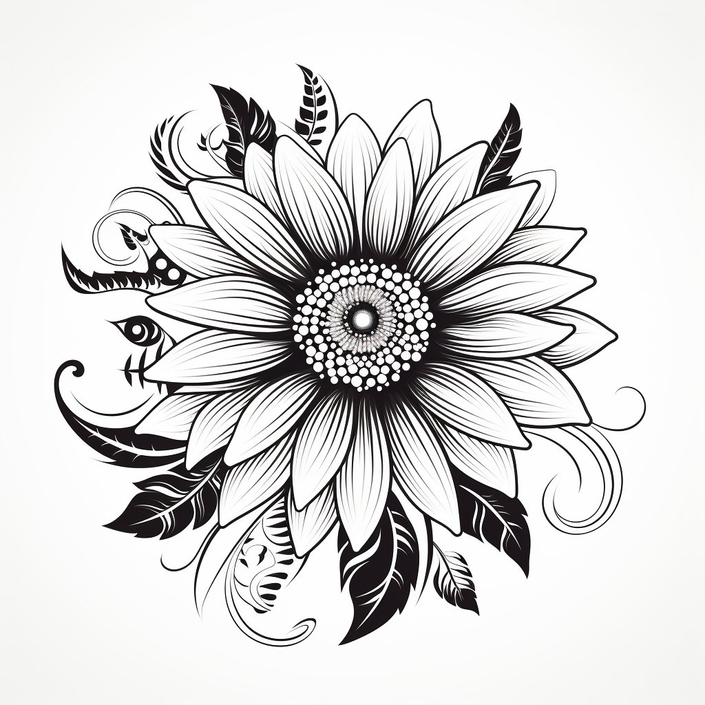 Black and White Sunflower Tattoo PNG | Sunflower Tattoo | Tattoo Flash ...