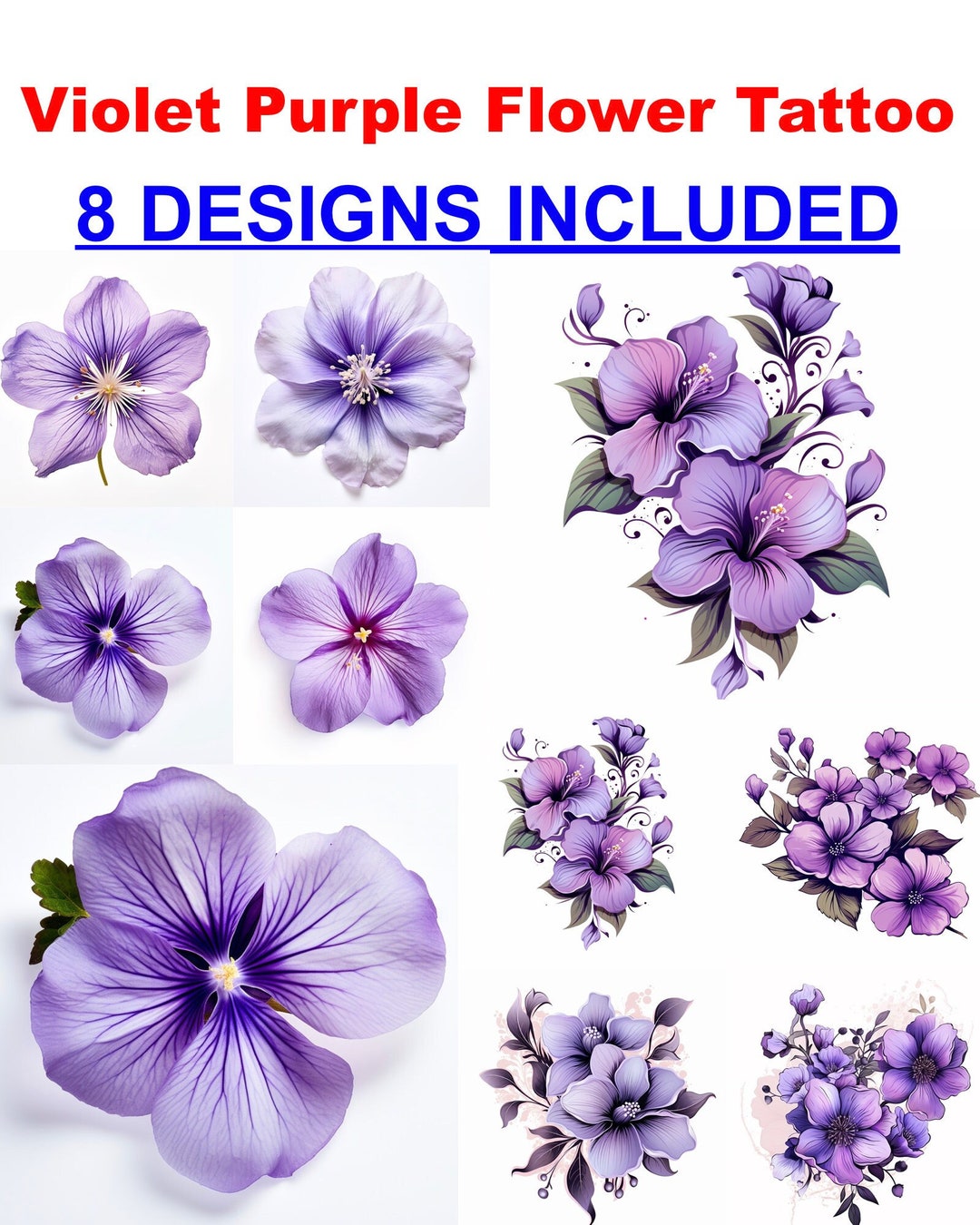 Violet Flower Tattoo Outline PNG Violet Flower Tattoo Flash Tattoo