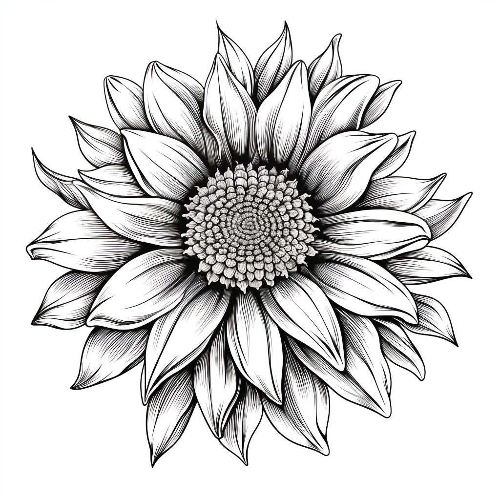 Detailed Floral Composition Sunflower Tattoo