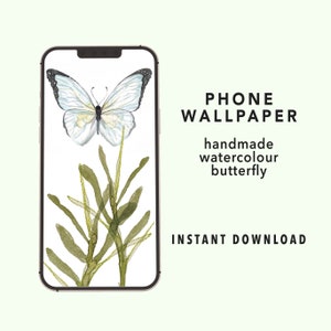 iPhone/iPad Wallpaper from Hand Painted Watercolour Butterfly, Original Digital Art