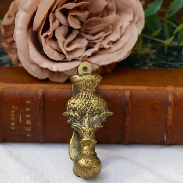 Small Thistle Shaped Vintage Brass Door Knocker Scottish Style Door Furniture