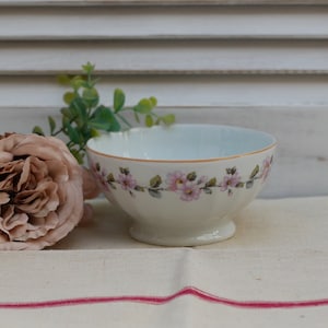 Pretty Floral Vintage French Cafe au Lait Chocolat Chaud Porcelain Bowl French Kitchen French Farmhouse Rustic France