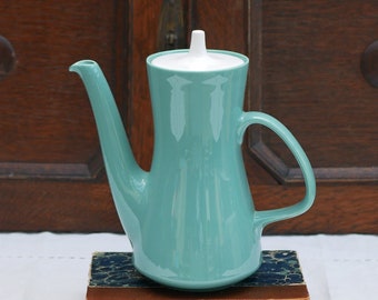 Atemberaubende Teale Vintage Poole Keramik Kaffee/Tee Kanne Mitte des Jahrhunderts modernes englisches Porzellan