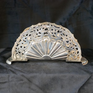 Porta tovagliolo portatovagliolo piatto in argento Porta tovagliolo da tavolo vintage con ventaglio francese, stoviglie decorative, articoli per la casa da collezione