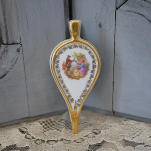 Miniature White and Gold Vintage Limoges Porcelain Bellows