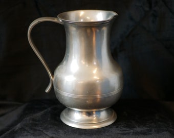 Pewter Pitcher Peintures Freitag Etain D'Art Vintage French Pewter Jug Ewer Collectable Home Decor