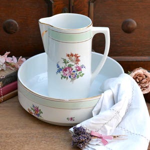 French Art Deco Jug/Pitcher and Basin Set Bedroom or Bathroom Decor Perfect For Floral Arrangements L&#39;amandimoise
