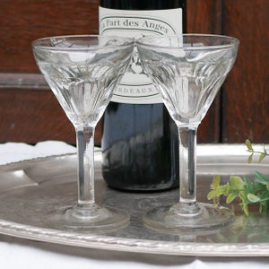 A Pair of Art Deco French Cafe Bistro Illusion Aperitif Glasses Barware Vintage Steamware Glasses