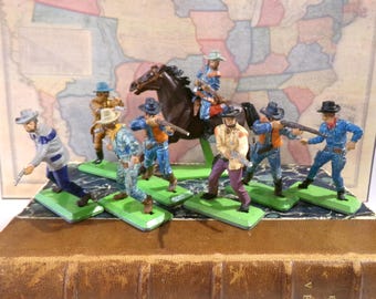 Lot De 2 Figurines Elastolin Western - Composition, Allemagne - Échelle 1:32 (60mm)