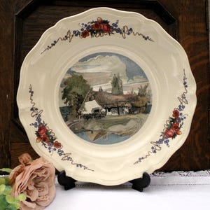 Sarreguemines Vintage French Oberani Dinner Plate Designed by Henri Loux Decorative and Collectable Tableware