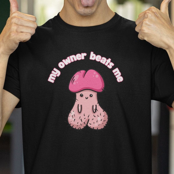 My Owner Beats Me Funny Shirt Unhinged, Inappropriate Gifts Unethical, Raunchy Offensive Tshirts, Absurd Shirt Gag Shitpost, Adult Humor