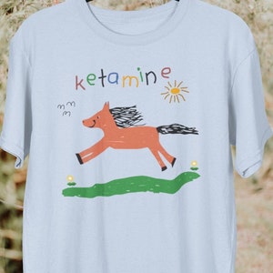 Horse Ketamine Funny Meme Shirt, Gag Tshirt Unhinged Gift Inappropriate, Offensive Adult Humor Stupid Meme Shirt, Sarcastic Shirt