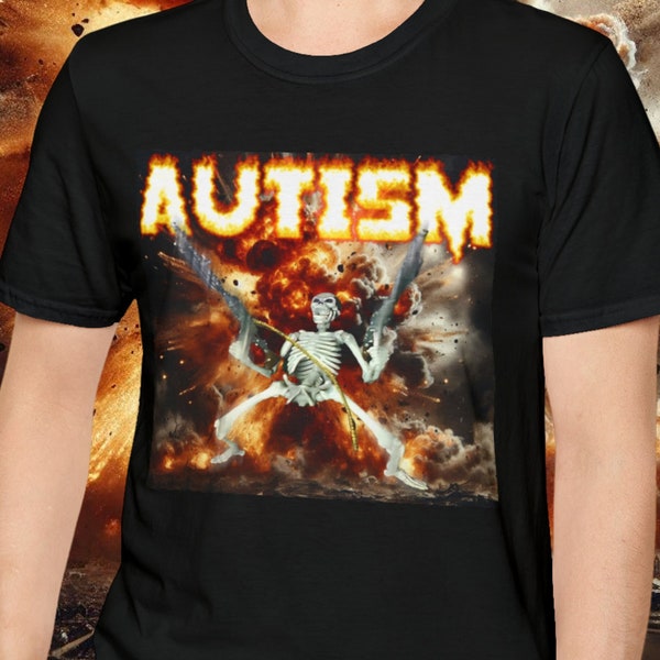 Autistisch grappig skelet shirt, autisme edgy skelet meme, vreemd specifiek shirt, aanstootgevende geschenken shirts, vervloekte shirts, ongepaste shirts,