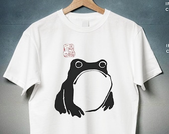 Camiseta de rana despreocupada, estética de arte vintage japonés, rana Matsumoto Hoji, estilo cottagecore, sudadera con capucha de rana despreocupada