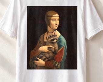 Lady with a Raccoon Funny Art Shirt, Leonardo da Vinci Renaissance Art Tee